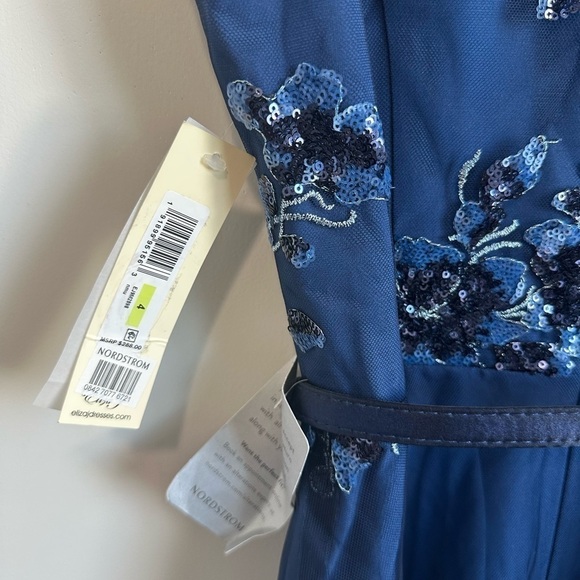 Eliza J Sequin Floral Print Belted Gown - Picture 12 of 13